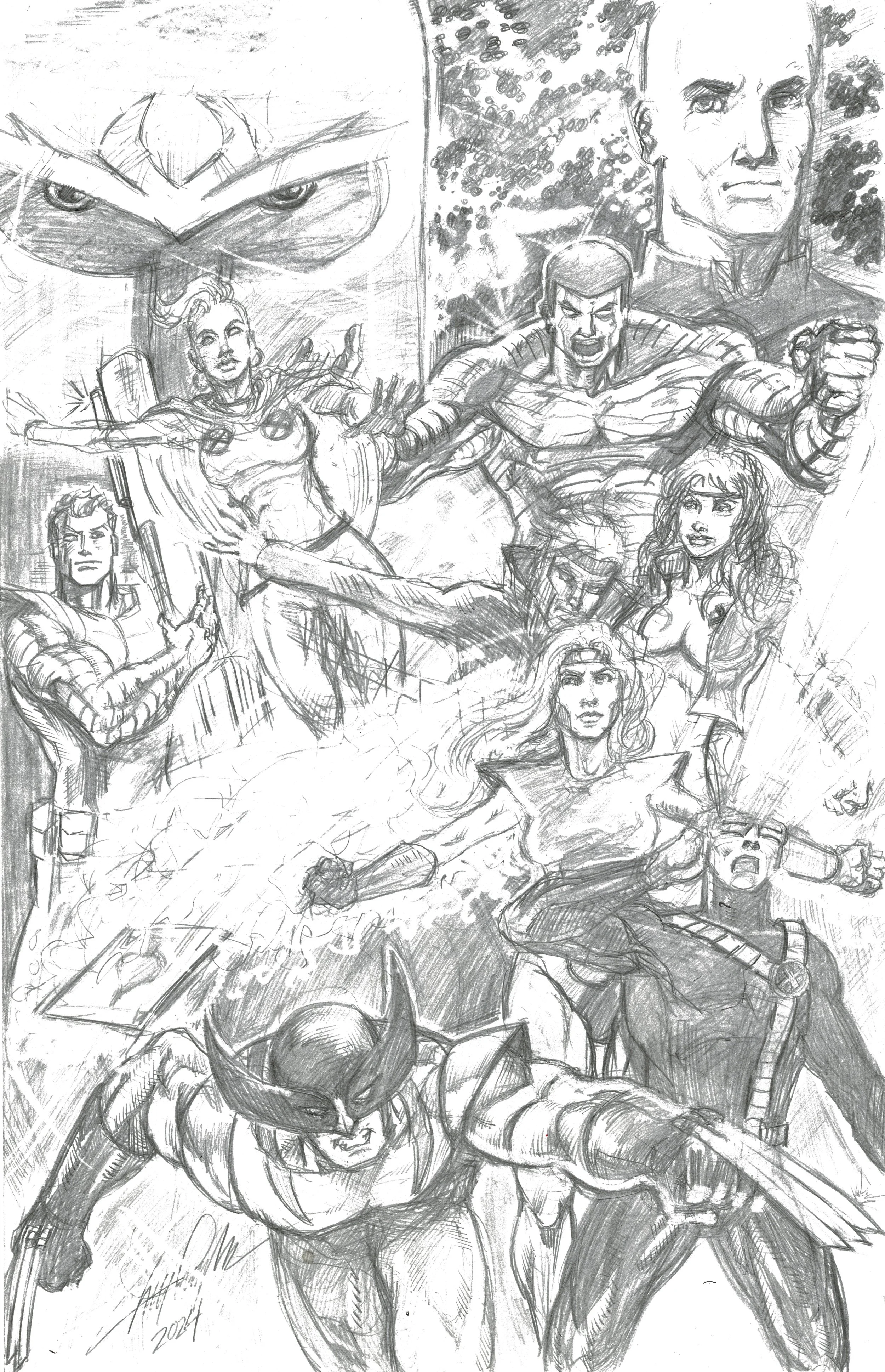 X-Men Pencil Sketch - Limited Edition 11 x 17 Marvel Art — On the